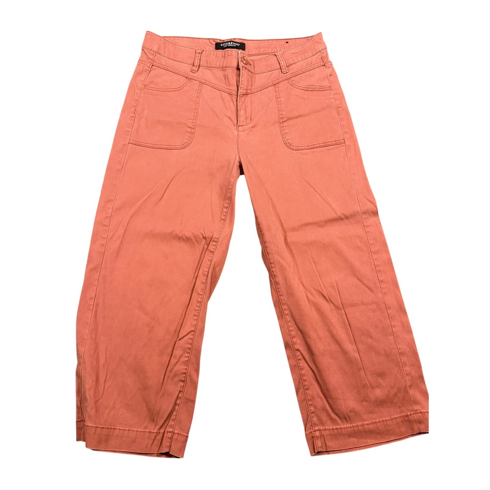 Liverpool Women's Wide Leg Crop Terra Rouge Lyocell Cotton Pants Size 12/31 - Picture 1 of 7